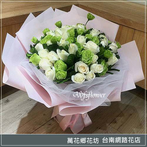 神秘戀人 白玫瑰花束