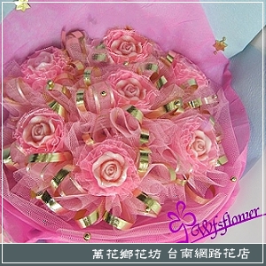 粉色手工香皂玫瑰花束